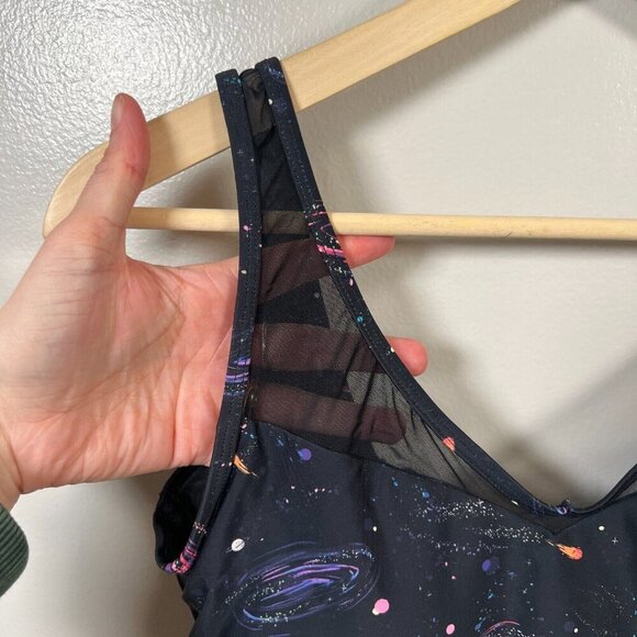 Torrid Galaxy Mesh One Piece Swimsuit Size 0 Large Black Celestial Beach Cruise - Picture 5 of 11